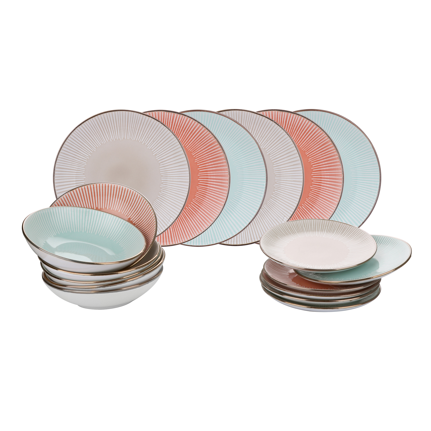 Kasanova - Set da 18 piatti Seaside, in stoneware che