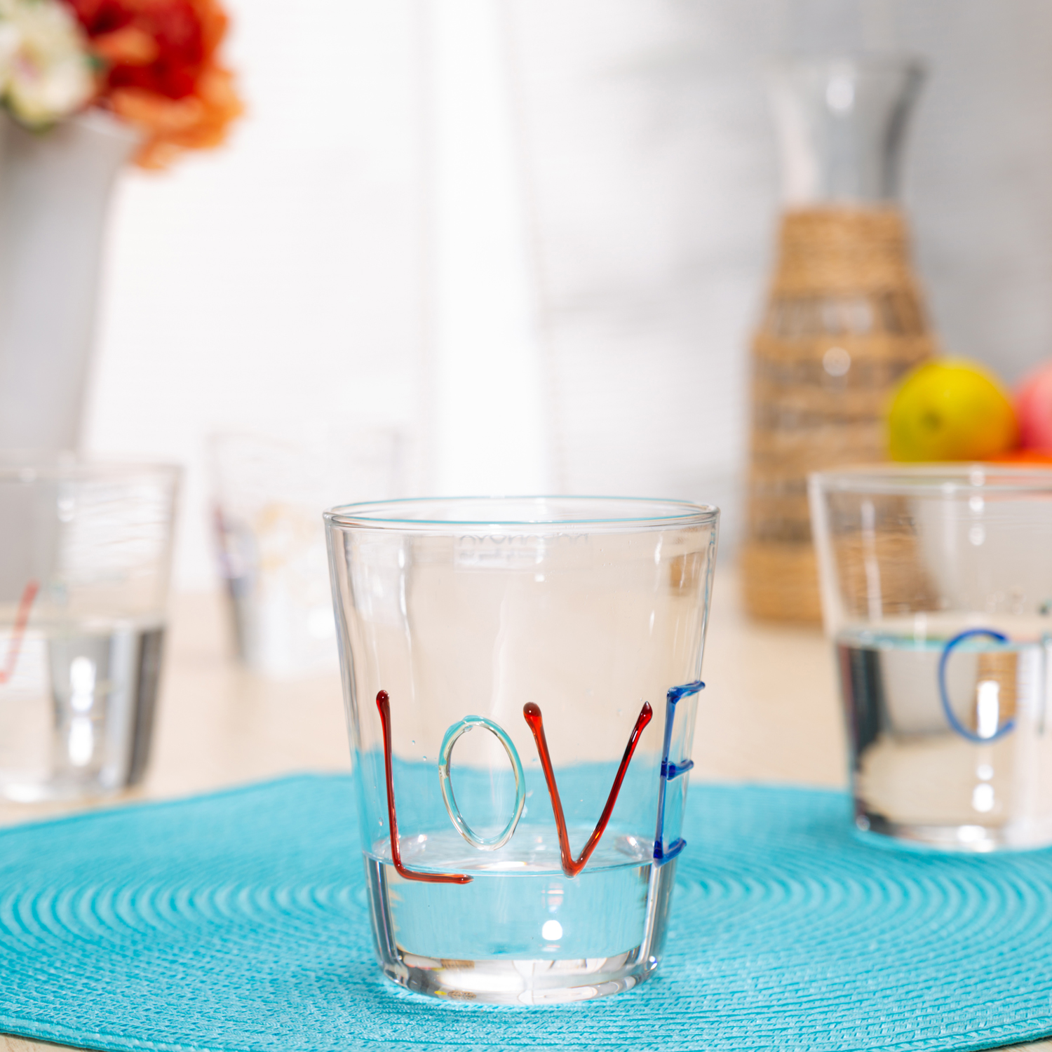 Bicchiere acqua in vetro borosilicato con rilievo Romantic 6 pz