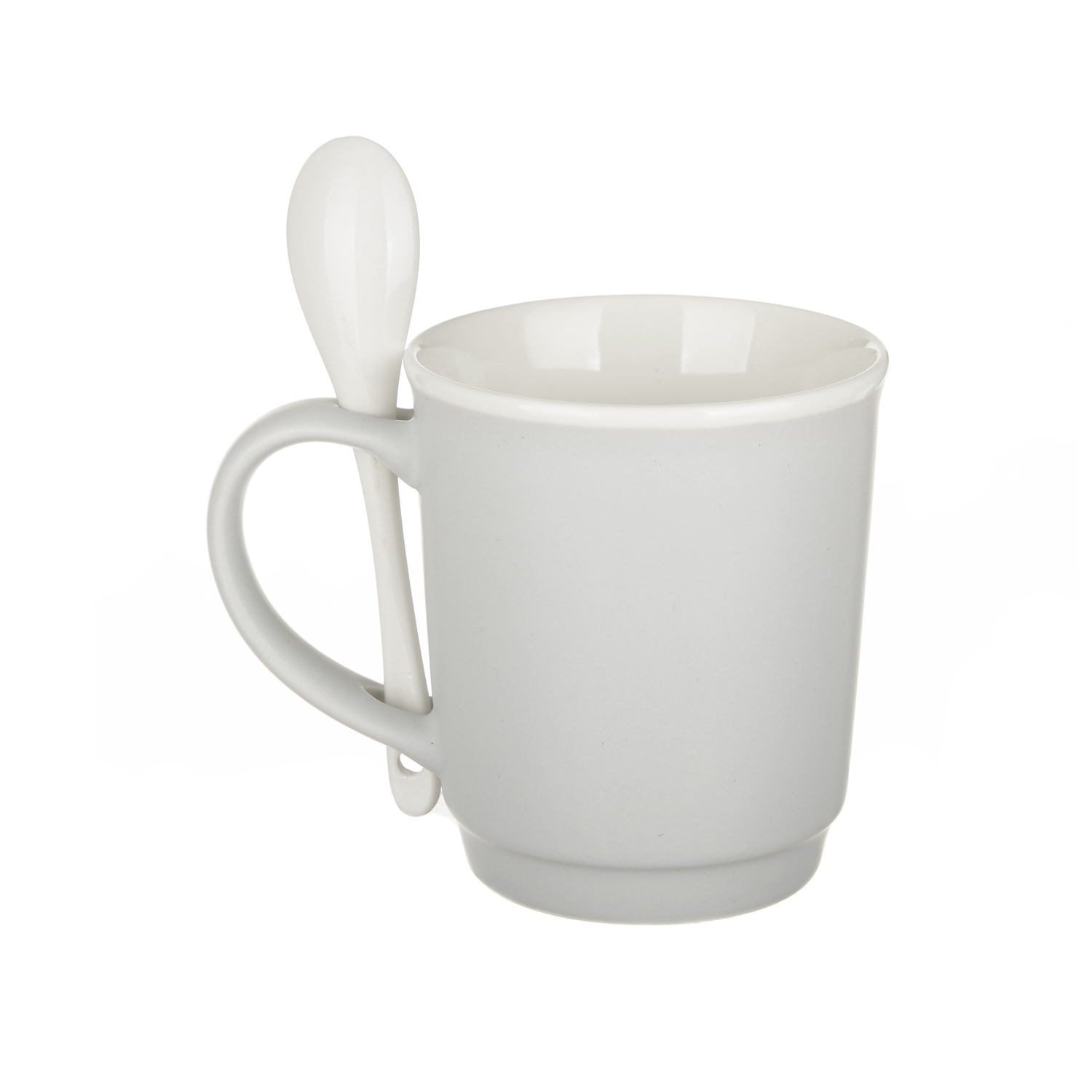 TAZZA MUG CONICA 400 ML CON CUCCHIAINO IN PORCELLANA GRIGIO